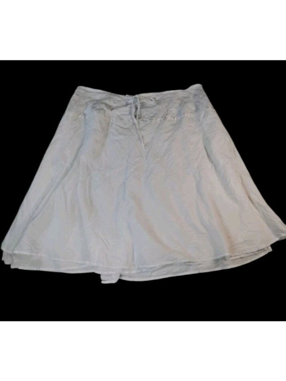 Womens Embroidered Midi Skirt Boho Cotton Lined Lightweight Casual Size 14 White